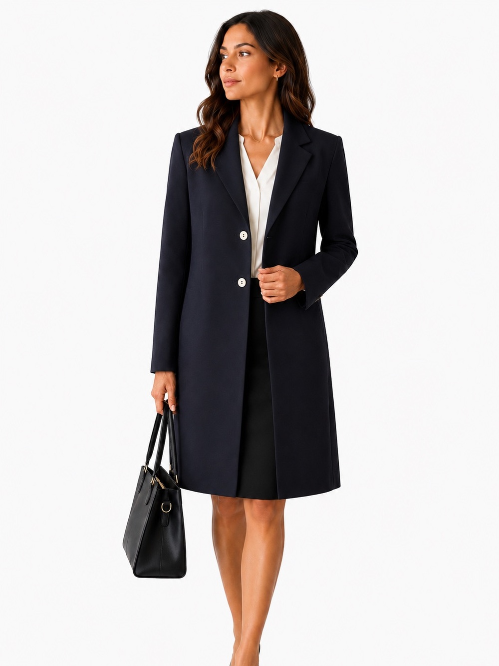 Jones New York Women’s Vintage Long Two Button Blazer Suit Jacket 12 Navy Blue